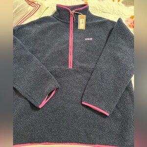 Patagonia Women's Cowl Neck Sweater - Navy and Pink